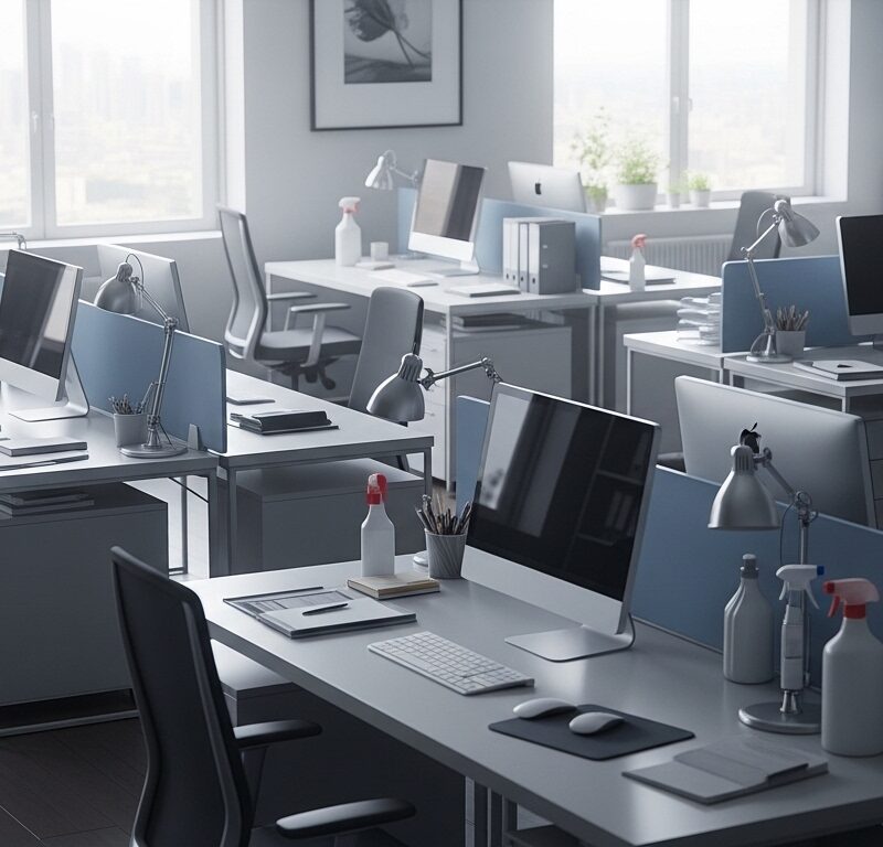 Professional office environment that visually represents cleanliness